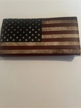 American Flag Wallet 4th of July Stars Stripes Rustic Red White Blue Zip Around